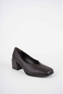 Hakiki Deri Kahve-Kahve Kroko Kadın Topuklu Ayakkabı 252105111