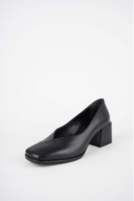 Hakiki Deri Siyah-Siyah Kroko Kadın Topuklu Ayakkabı 252105111