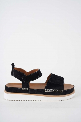 Hakiki Deri Siyah Süet Kadın Casual Sandalet 251111508