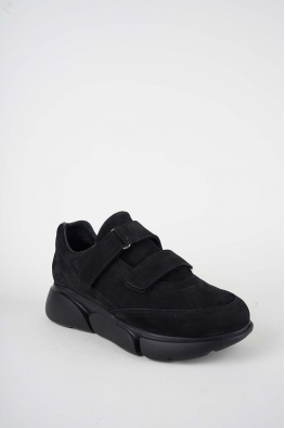 Hakiki Deri Siyah Nubuk Kadın Sneaker Ayakkabı 252114101
