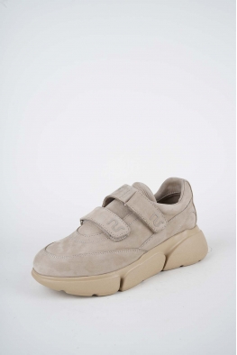 Hakiki Deri Bej Nubuk Kadın Sneaker Ayakkabı 252114101