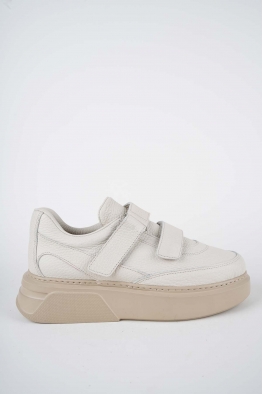 Hakiki Deri Bej Flt. Kadın Sneaker Ayakkabı 252114102