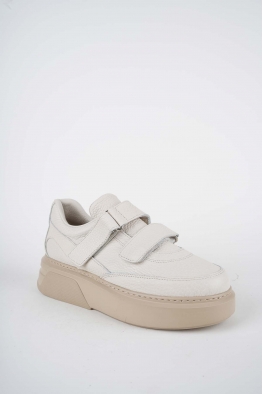Hakiki Deri Bej Flt. Kadın Sneaker Ayakkabı 252114102