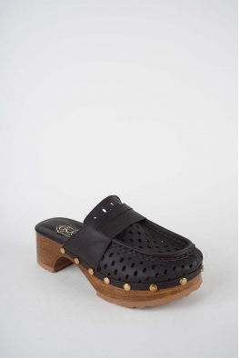 Hakiki Deri Koyu Kahve Kadın Topuklu Sabo 261114704