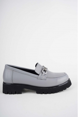 Hakiki Deri Açık Gri Kadın Makosen Ayakkabı 222134103