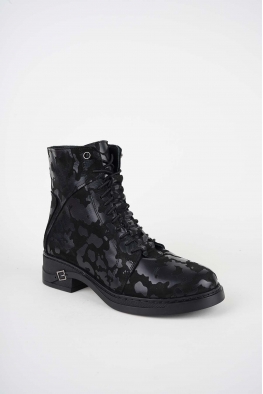 Hakiki Deri Siyah Baskılı Kadın Casual Bot 252136213