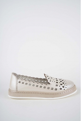 Hakiki Deri Bej Sedef Kadın Casual Ayakkabı 261136102