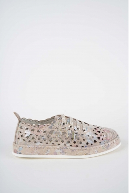 Hakiki Deri Bej Çiçek Kadın Casual Ayakkabı 261136104