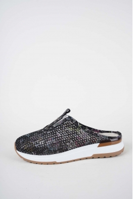 Hakiki Deri Siyah Baskılı Kadın Casual Sabo 261136700