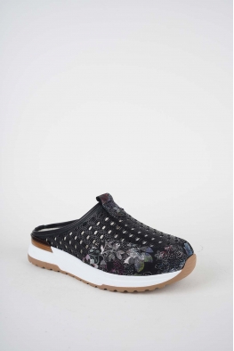 Hakiki Deri Siyah-Siyah Baskılı Kadın Casual Sabo 261136701