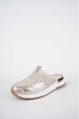 Hakiki Deri Krem-Dore Baskılı Kadın Casual Sabo 261136701