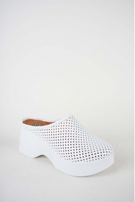 Hakiki Deri Beyaz Kadın Dolgu Topuklu Terlik 261186701