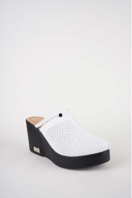 Hakiki Deri Beyaz Kadın Dolgu Topuklu Sabo 261189701