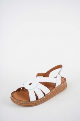 Hakiki Deri Beyaz Kadın Comfort Sandalet 261220503