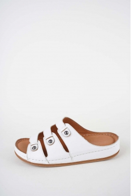 Hakiki Deri Beyaz Kadın Comfort Terlik 261220601