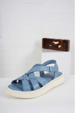 Hakiki Deri Kot Mavi Kadın Comfort Sandalet 241224505