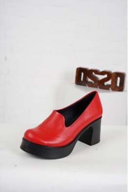 Hakiki Deri Kırmızı Kadın Topuklu Ayakkabı 242229101
