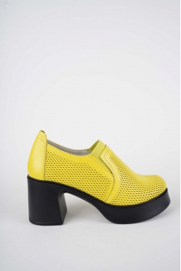 Hakiki Deri Sarı Kadın Topuklu Ayakkabı 261229101