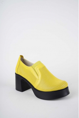 Hakiki Deri Sarı Kadın Topuklu Ayakkabı 261229101