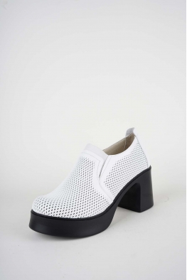 Hakiki Deri Beyaz Kadın Topuklu Ayakkabı 261229101