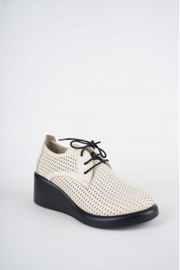 Hakiki Deri Bej Kadın Dolgu Topuklu Ayakkabı 261229102