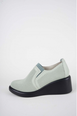 Hakiki Deri Su Yeşili Kadın Dolgu Topuklu Ayakkabı 261229103