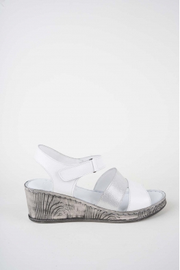 Hakiki Deri Beyaz Kadın Dolgu Topuklu Sandalet 261245501