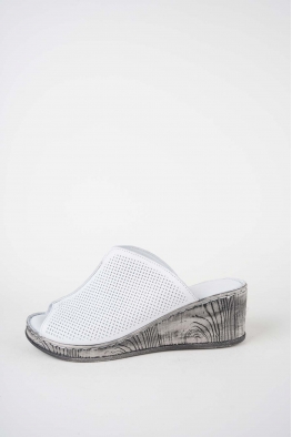 Hakiki Deri Beyaz Kadın Dolgu Topuklu Terlik 261245601