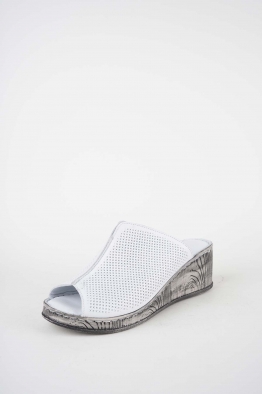 Hakiki Deri Beyaz Kadın Dolgu Topuklu Terlik 261245601