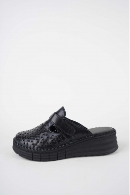 Hakiki Deri Siyah Kadın Dolgu Topuklu Sabo 261245701