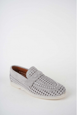 Hakiki Deri Gri Süet Kadın Makosen Ayakkabı 261507Z101