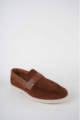 Hakiki Deri Taba Süet-Taba Floter Kadın Makosen Ayakkabı 261507Z101