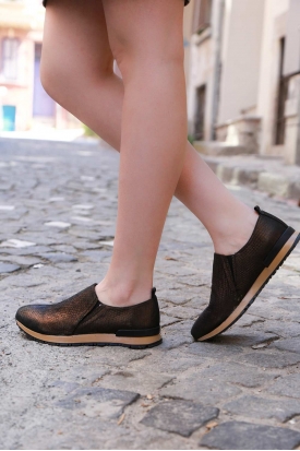 Hakiki Deri Bakır Piton Kadın Sneaker Ayakkabı 201110620