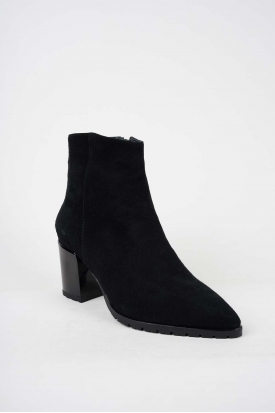 Hakiki Deri Siyah Süet Kadın Topuklu Bot 242127205