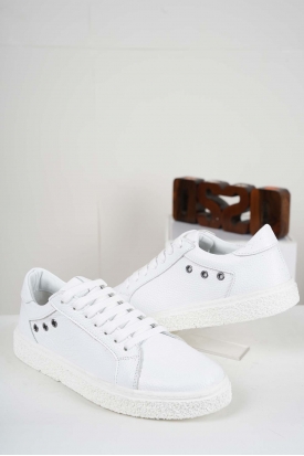 Hakiki Deri Beyaz Floter Kadın Sneaker Ayakkabı 222220105