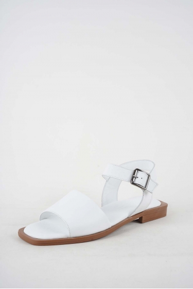 Hakiki Deri Beyaz Kadın Düz Sandalet 251103501