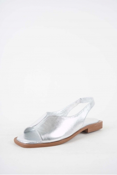 Hakiki Deri Gümüş Kadın Düz Sandalet 251103503