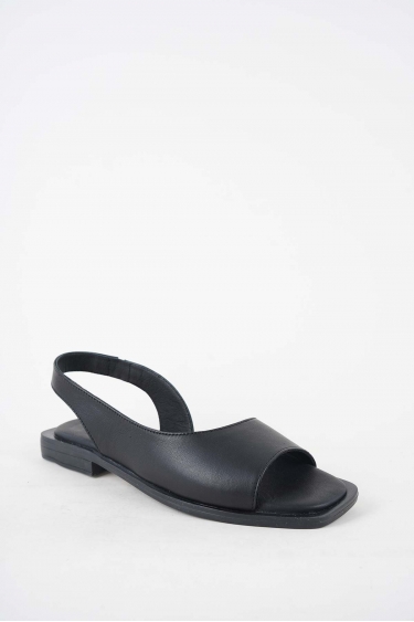 Hakiki Deri Siyah Kadın Düz Sandalet 251103506