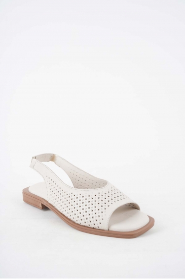 Hakiki Deri Bej Kadın Düz Sandalet 251103510