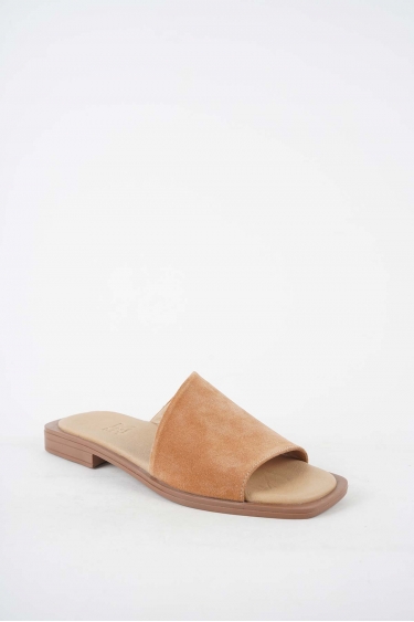 Hakiki Deri Capuccino Süet Kadın Düz Terlik 251103600