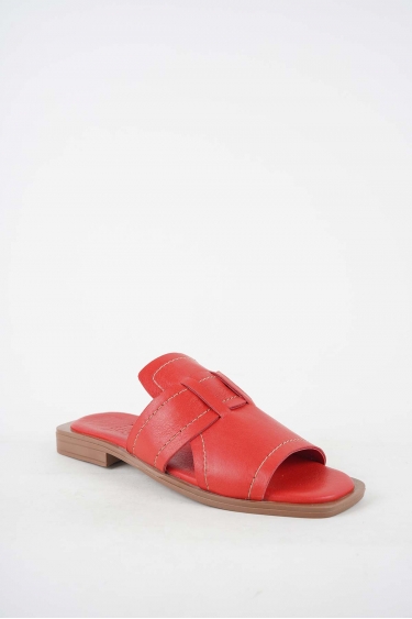 Hakiki Deri Kırmızı Kadın Düz Terlik 251103601