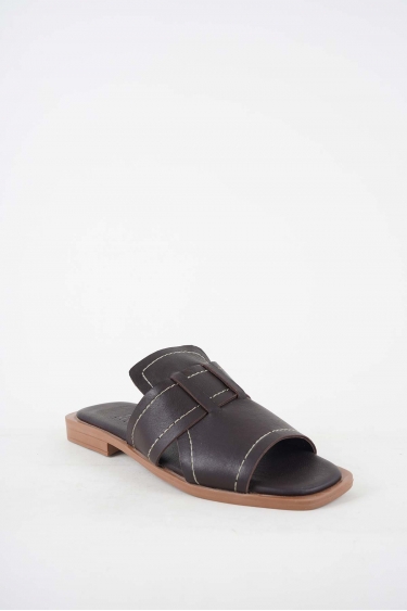 Hakiki Deri Kahve Kadın Düz Terlik 251103601