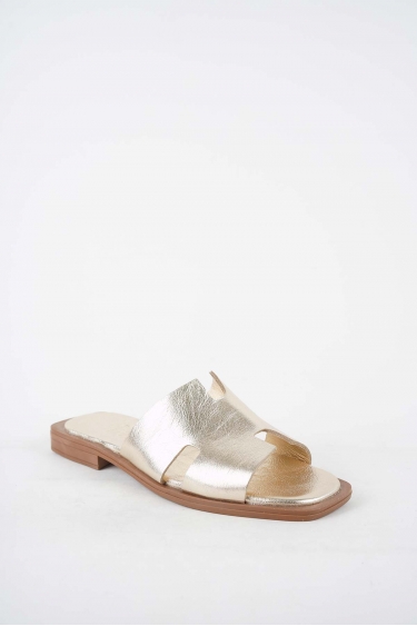 Hakiki Deri Altın Kadın Düz Terlik 251103602