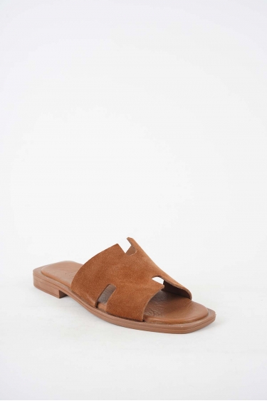 Hakiki Deri Taba Süet Kadın Düz Terlik 251103602