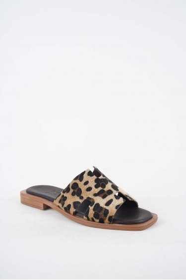 Hakiki Deri Leopar Kadın Düz Terlik 251103602