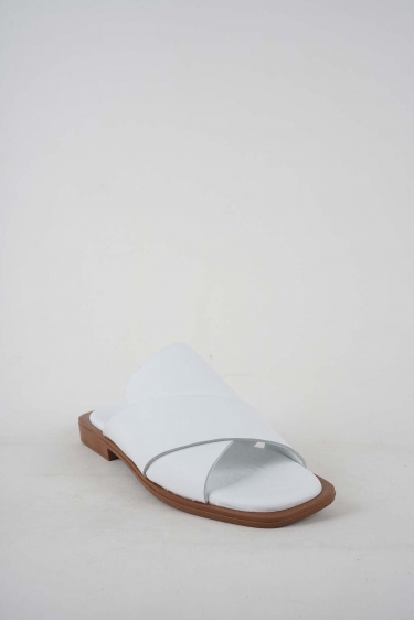 Hakiki Deri Beyaz Kadın Düz Terlik 251103603