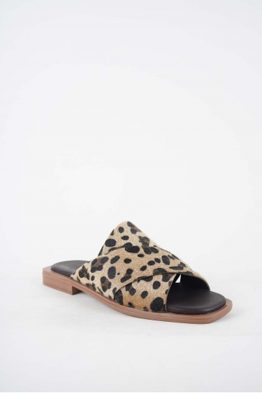 Hakiki Deri Leopar Kadın Düz Terlik 251103603