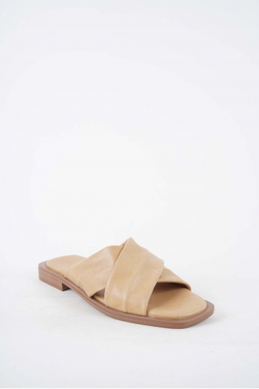 Hakiki Deri Camel Kadın Düz Terlik 251103605