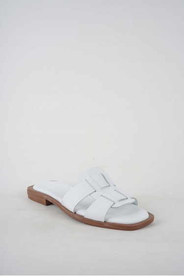 Hakiki Deri Beyaz Kadın Düz Terlik 251103607