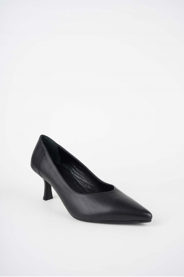Hakiki Deri Siyah Kadın Topuklu Ayakkabı 252105100